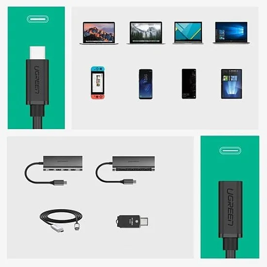 Ugreen cable extension cord USB Type-C 3.1 (female) - USB Type-C 3.1 (male) 0.5m-black