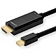 UGREEN Mini DP Male to HDMI Cable 4K, Aluminum Braided Uni-Directional Display Port to HDMI Converter Compatible with Monitor/Projector, 1.5m - (Black)