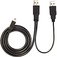 2B USB mini 5 pin to 2 USB male cable, black, DC013