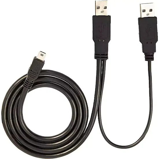 2B USB mini 5 pin to 2 USB male cable, black, DC013
