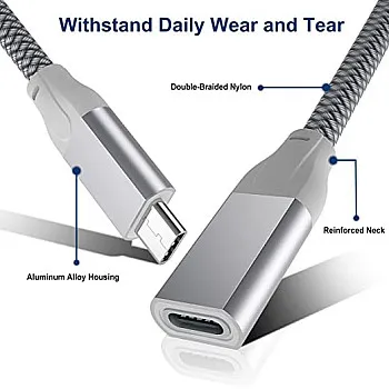 USB Type C Extension Cable 1M 2Pack,USB-C 3.1 Gen2 10Gbps Female Male Extended Adapter,Thunderbolt 3 Compatible Extender Cord 