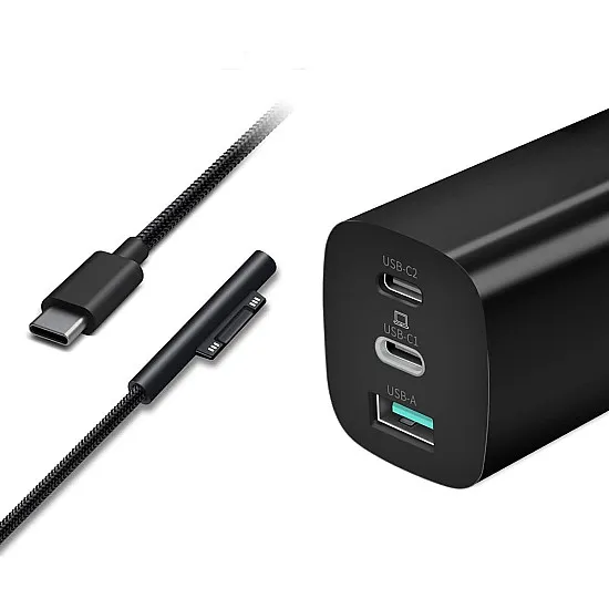 شاحن Sisyphy USB Type C GaN بقوة 65 واط لأجهزة مايكروسوفت سيرفس