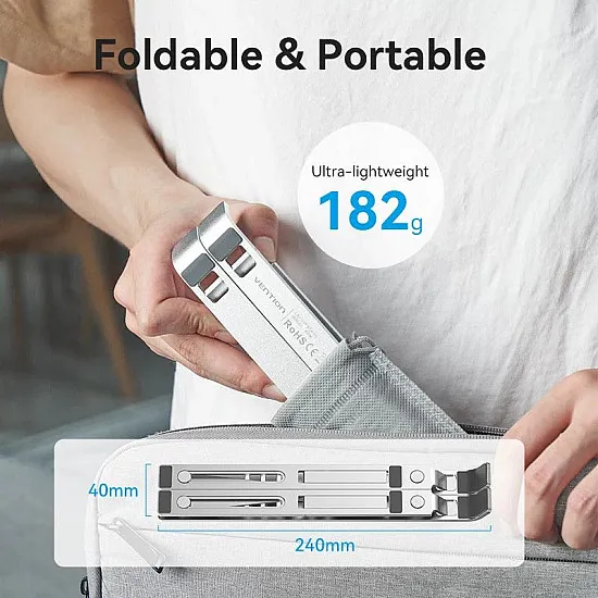 Vention Foldable Laptop Stand Silver Aluminum Alloy Type