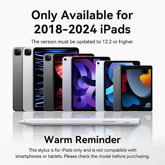 Vention Stylus Pen for iPad with Palm Rejection & Touch Switch White