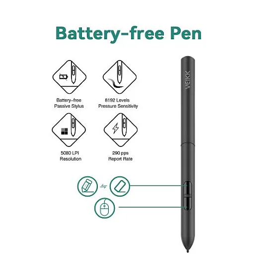VEIKK Battery-Free Pen-P01 For (S640/A30)