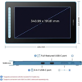 شاشة رسم XPPen Artist 16 (2nd Gen) -  أزرق