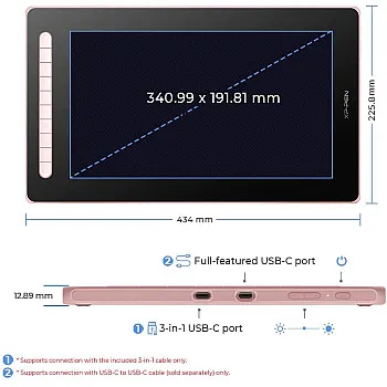 شاشة رسم XPPen Artist 16 (2nd Gen) - زهري