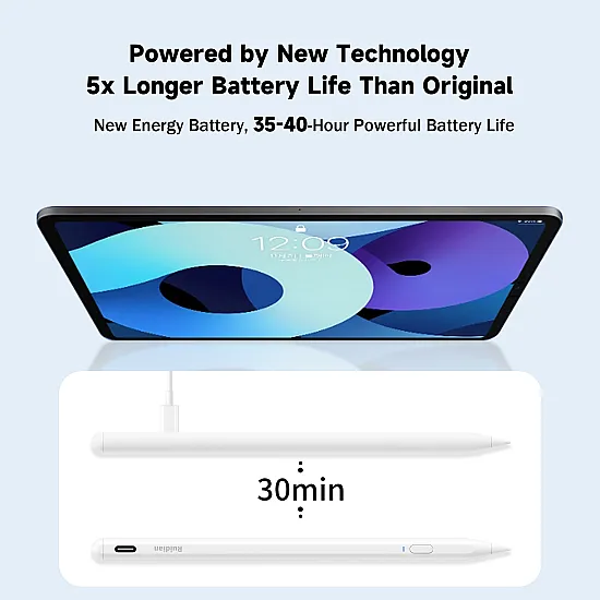 Ruidian Active Stylus Pen for iPad with 40-Hour Battery Life, and Palm Rejection - PC003